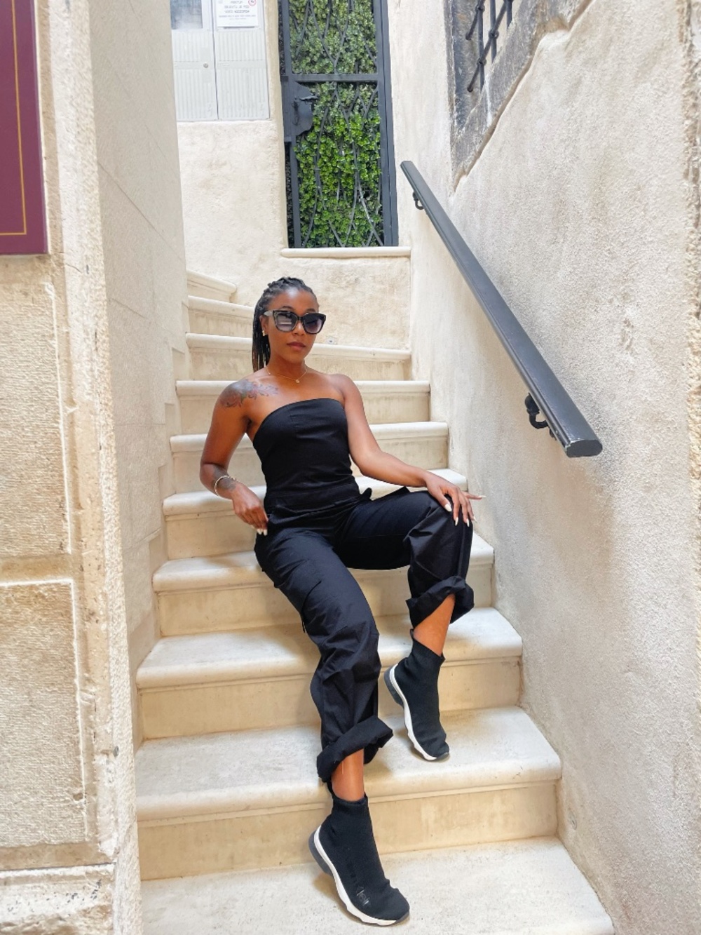 Zara Black Strapless Cargo Utility Jumpsuit Size S
